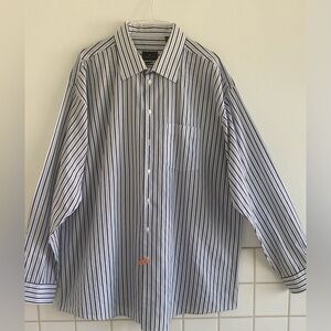 Reaction Kenneth Cole Blue and White Striped Button Front Dress Shirt  Sz: XXL